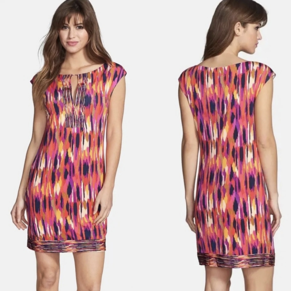 Trina Turk Eleanor Colorful Ikat Printed Jersey Shift Dress XS